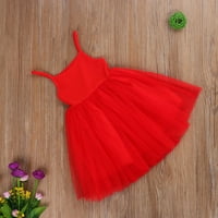 Toddler Baby Girls Duge rukavice s dugim rukavima Odjeća od pune boje pletena vrhunska suknja jedna ležerna haljina crvena 4- godine