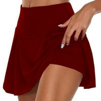 Ovecza ženska vježba lagana rastezljiva sa ugrađenim kratkim hlačama Yoga Tummy Control visoke strukske kocke, teretanu Golf tenis suknja plava m