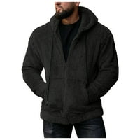 Yubnlvae mun hoodie patentni patentni duks zimske čvrste boje dugih rukava Držite topli džep modni kaput