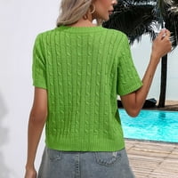 StMixi majice za žene casual mekani ugodni pleteni džemper vrhovi ljetni casual crewneck kratki rukav