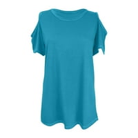 StMixi majice za žene udobne lagane prozračne ležerne hladne rame Tunic vrhovi ljetni trendy solid kratki