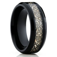 Zmajski prsten, crni vulsten vjenčani prsten, vjenčani prsten, crnim volfram prsten, volfram karbidni