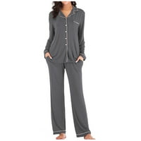 GUZOM Women Pidžama komforno labava odjeća s dugim rukavima - tamno siva veličina XL