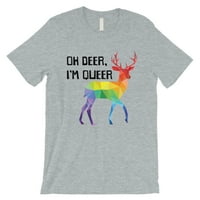 Deer Queer Rainbow siva muška majica Valentines Poklon