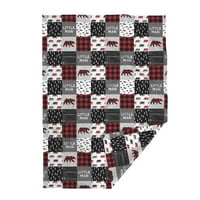 Plišani minky baca, 50 70 - mali patchwork quilt top plaid medvjedi trendy woodgrain crvena crna beba