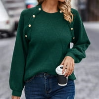 apsuyy modne žene pulover džemper - lagani labavi fit gumbi od punog boja okrugli vrat dugi rukav ležerni