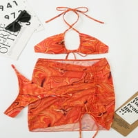 Trowalw TAMIES kupaći kostim Halter Spaghetti remen Bikini vrhovi i donji i poklopac Podesite kupaći
