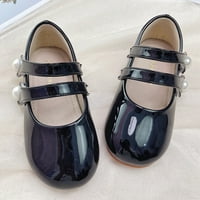 Dječje biserne kožne cipele modne pojedinačne cipele s mekim potplatima Crne malene kožne cipele Mary