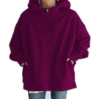 Avamo plus veličina puna zip hoodie za žene dečko stil dugih rukava ležerna duksera sa čvrstom kapuljačom