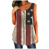 4. jula Američka zastava za zastavu Torbi za ispis za žene bez rukava na patriotskoj majici Dan nezavisnosti Ljeto Loose Tees Button Up bluza