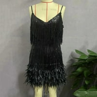 Ženska modna suspendra Crewneck Sequin Feather bez rukava od pune haljine za zabavu