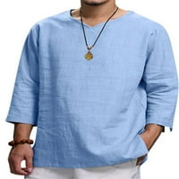 Gwiyeopda Muška čegačka pamučna posteljina Henley majica s dugim rukavima labave fit majice Plaža Hippie