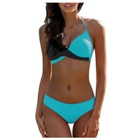 Ženski kupaći kostim Split bikini Boja podudaranja bez rukava bez rukava Blue XXL