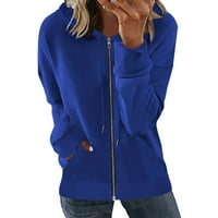 Koaiezne dukseri plus veličina Ženska patentna kapuljača jakna od pune boje labave kapuljače sa džepovima