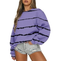 Pad džempera za žene modni prugasti ispis Crewneck dukseri dugih rukava pulover na klirensu