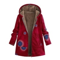 Cuekondy Women Zimska za slobodno vrijeme ispisana jakna s kapuljačom plus jakna crnac