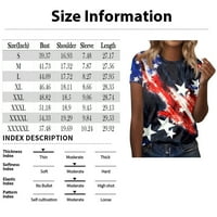 Bluze SKSLOEEG za ženska majica za žene Američka zastava 4. jula Majica Patriotsko kratki rukav USA