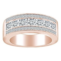 Carat okrugla bijela prirodna dijamantska godišnjica vjenčani prsten za vjenčanje u 14K čvrstih ruža zlatna prstena veličine 10