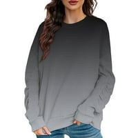 Kali_store crewneck duksevi ženski vrhovi dugih rukava CREW izrez Top Casual Labavi mekani bluza Tunic