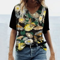 Ležerne majice za žene Slatki ljetni vrhovi za žene plus veličine Bluze V izrez Majica kratkih rukava
