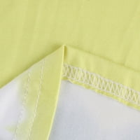 Bluze za slobodno vrijeme kratki rukav prugasti vrhovi okrugli dekolte moda za žene žuta l