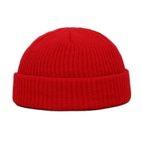 HonRane unise pleteni kaptit unise pleteni zimski šešir toplo rastezljiva čvrsta boja beanie za hladnu