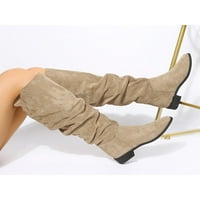 Harsuny Women Hother Comfort Konee High Boots Ravna jahanje Boot radovi Casual Wide Calf cipele Khaki