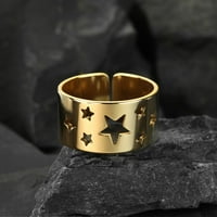 Zvijezde suzne široke bend žene dečko prsteno od nehrđajućeg čelika šuplji minimalistički nakit