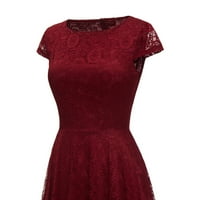 Clearsance Ljetne haljine za žene okrugli dekolte Bohemijska čipka asimetrična haljina bez rukava bez rukava crvena m