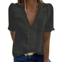 Ženske VAC čipke TRIM košulje kratkih rukava modne casual majice ljetni elegantni labavi fit bluza vrhovi