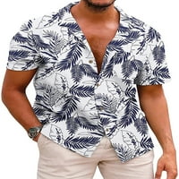 Muškarci vrhovi ljetni majica kratkih rukava Cvjetni print majica MENS Hawaiian TEE BluZA Style E S