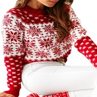 LIACOWI ženski božićni pahuljivi džemper s dugim rukavima pleteni pulover