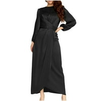 Homchy haljina za žene Čvrsta boja ženska tunika haljina satena muslimanska duga haljina