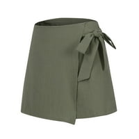 Hlače za žene Modni ženski modni posteljina čipka u boji Culottes Zipper kratke hlače Ženske hlače Green