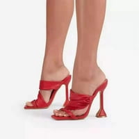 Modne žene kliznu na otvorenim prstima s visokim potpeticama kvadratnih prstiju za prste ljetne cipele
