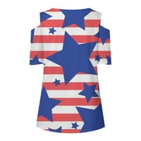 Hodadles 4. srpnja Košulje za žene - Rela Fit Leisure U.S. Ispis zastave Proslavite kratke rukave Thirts