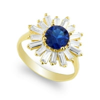 Jamesejenny 14k Yellow Gold Gold Beautiful Flower Sapphire CZ Veličina prstena 9