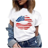 4. jula Američka patriotska majica za žene, modni kratki rukav grafički majica za žene Žene Nezavisnosti
