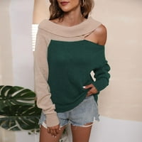 Vivianyo HD džemperi za žensko čišćenje plus veličine Ženska habanje jesen i zimski kaiš bez kaiševa Pleteti bljesak na vratu