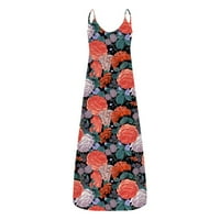 Zunfeo Ženske ljetne haljine - Cvjetni ispisani vratni izrez za odmor na plaži Vintage Sexy Camisole