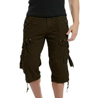 Muški izvor i ljetni slobodno vrijeme Sports Solid Color Multi džepni pantalonski noga Viseći alat za užarenje Sedmice Hlače