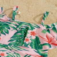 Obiteljski kupaći kostimi za obitelj Eyicmarn, lišće Ispis Ruffled Summer Bikini deblo za odrasle djecu