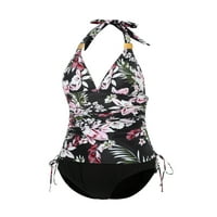 Ženski kupaći kostimi Meihuida, čvrsta boja Halter CAMISOLE sa crtežom + bikini gaćice za žene, S-XXL