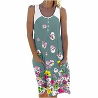 JJayotai ženske haljine plus veličina zazor ženske casual ljeto rezervoale bez rukava duljina koljena plutane sunčeve haljine sa poketom za ispisnu haljinu