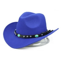 CXDA jazz Cap Wide Brim Cowboy Style Rivet Roll up Solid Boja Fedora Hat prerušiti se