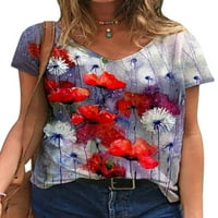 Avamo ljetni cvjetni povremeni tunički bluza za žene Ženske dame kratki rukav labavi vrhovi T-majice