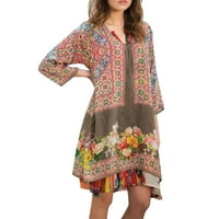 Sayhi sunčane haljine za žene casual v izrez s dugim rukavima rufffle cvjetne točne haljine Boho Print