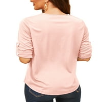 Ženske majice s dugim rukavima Zip up vrhovi šifon majica V izrez uredske bluze