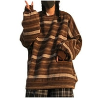 Ženske Y2K dukseve Modna dukserica Striped pulover preveliki džemper plus veličine Pletene duklje duge