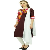 Atasi ženski aari izvezeni smeđi salwar kurta ravno odijelo-6